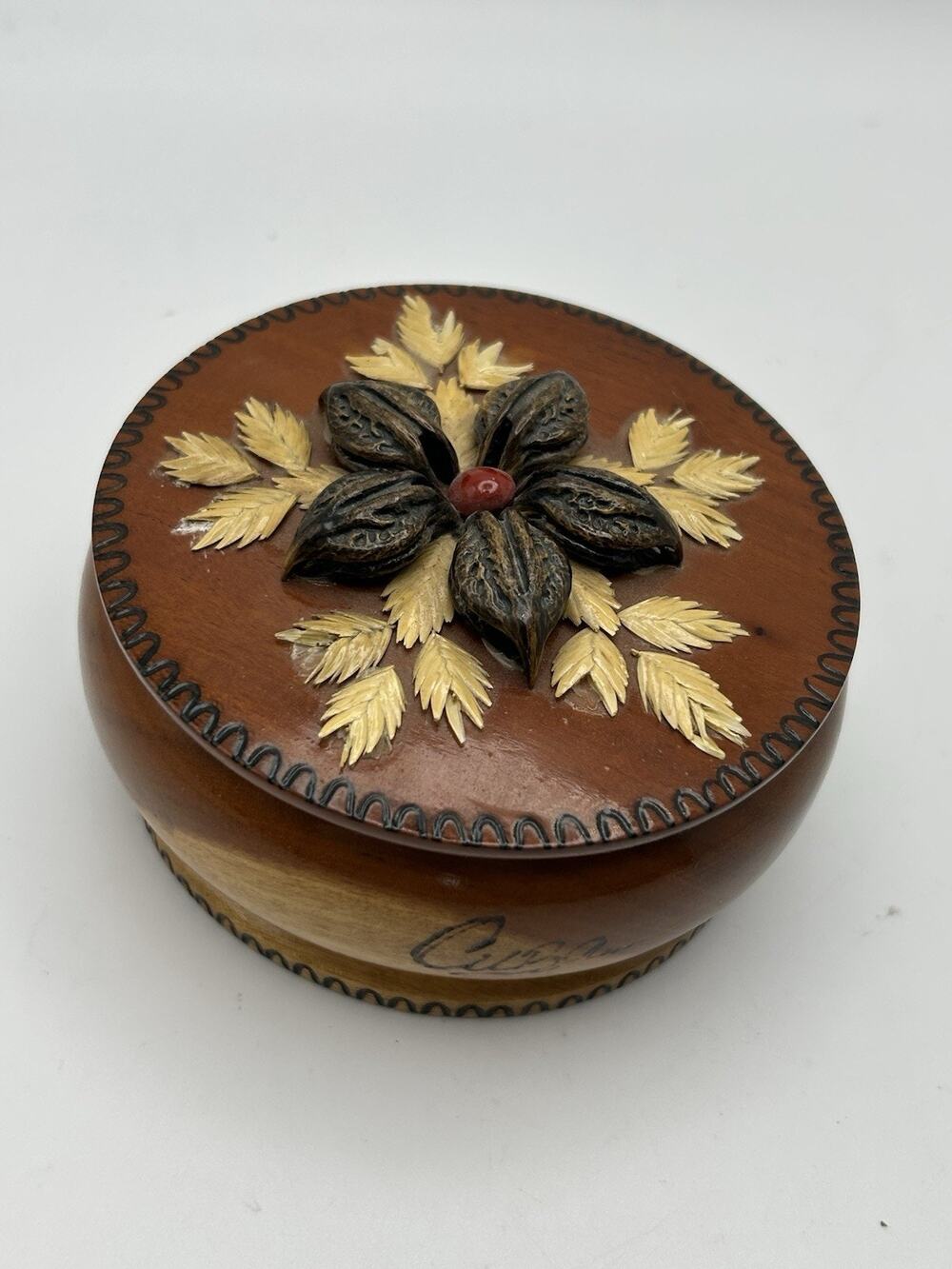 Hand Carved Wooden Bowl Vintage From Cuba
